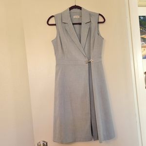 Calvin Klein Blue Collared Wrap Dress